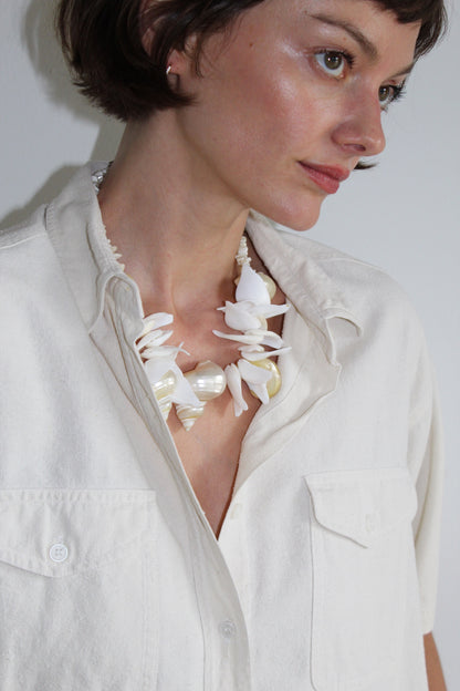 Statement Vintage Nautilus & Puka Shell Necklace