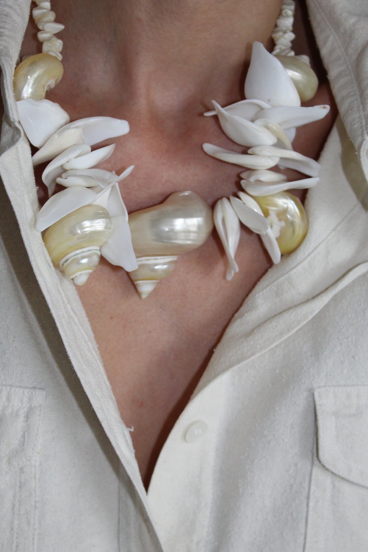 Statement Vintage Nautilus & Puka Shell Necklace