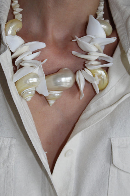 Statement Vintage Nautilus & Puka Shell Necklace