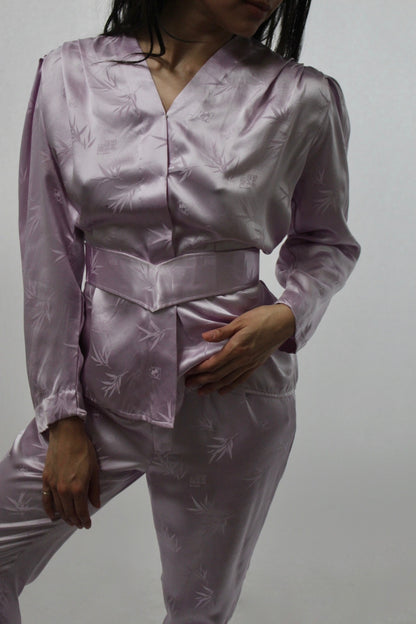 Handmade Vintage Lavender Silk Pant Set