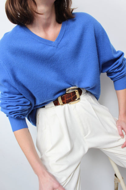 Beautiful Sapphire Cashmere V-Neck