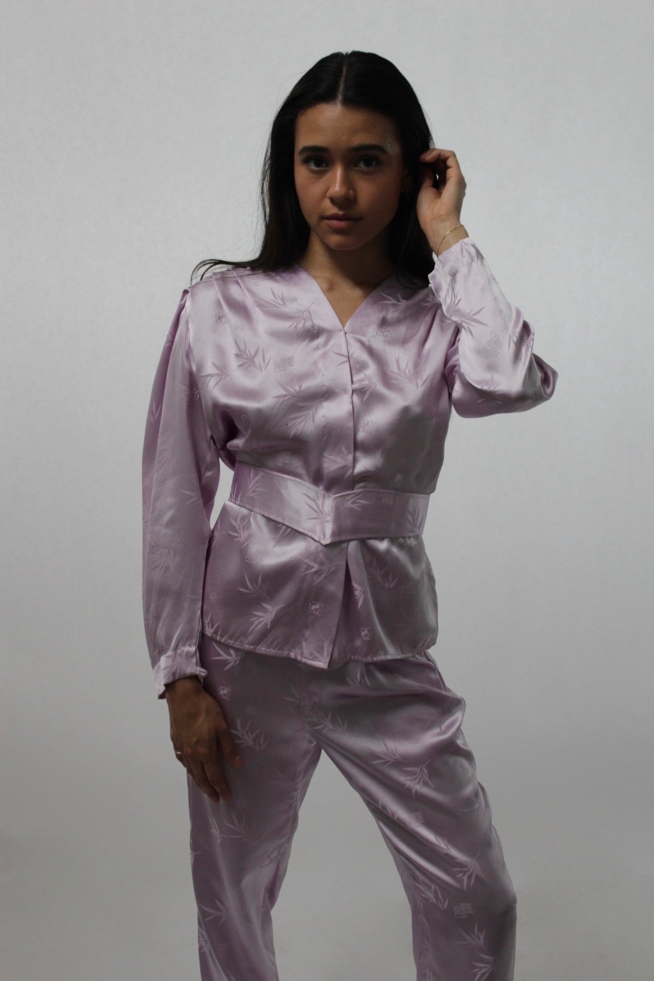 Handmade Vintage Lavender Silk Pant Set