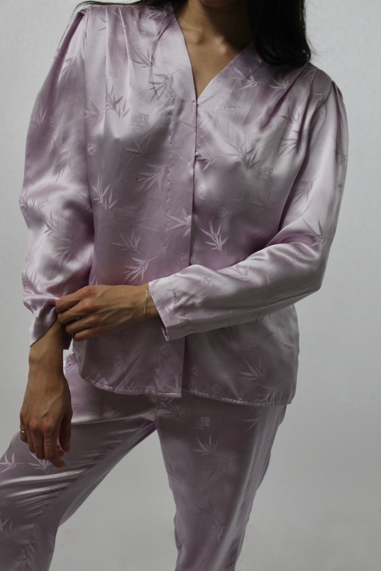 Handmade Vintage Lavender Silk Pant Set