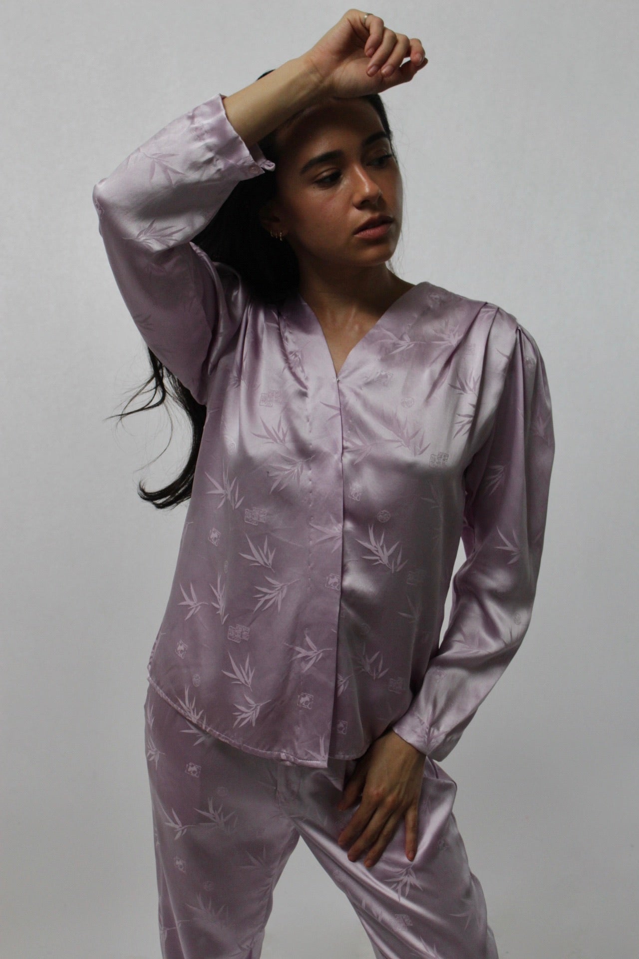 Handmade Vintage Lavender Silk Pant Set