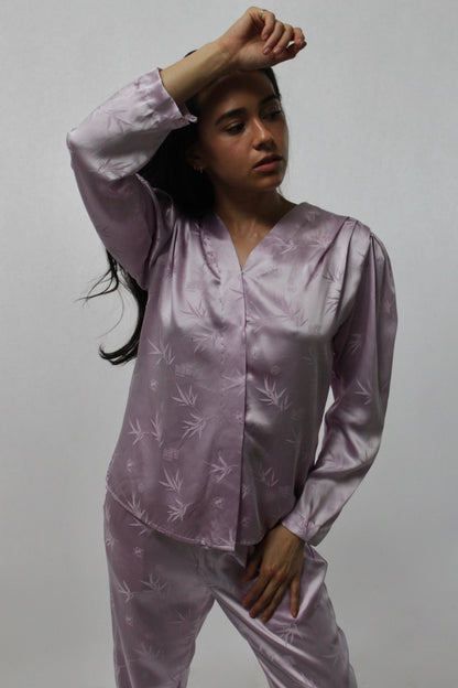 Handmade Vintage Lavender Silk Pant Set