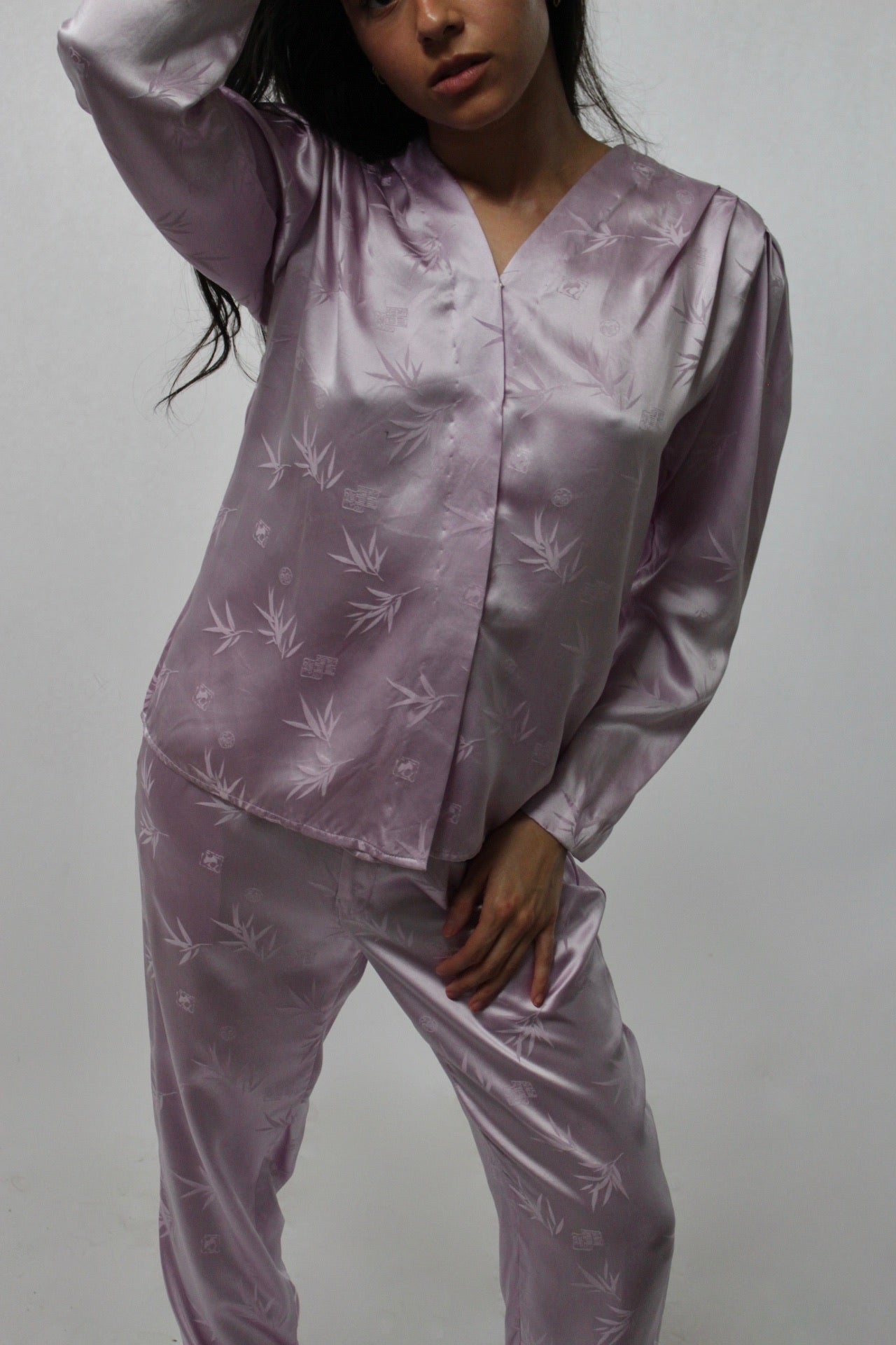 Handmade Vintage Lavender Silk Pant Set