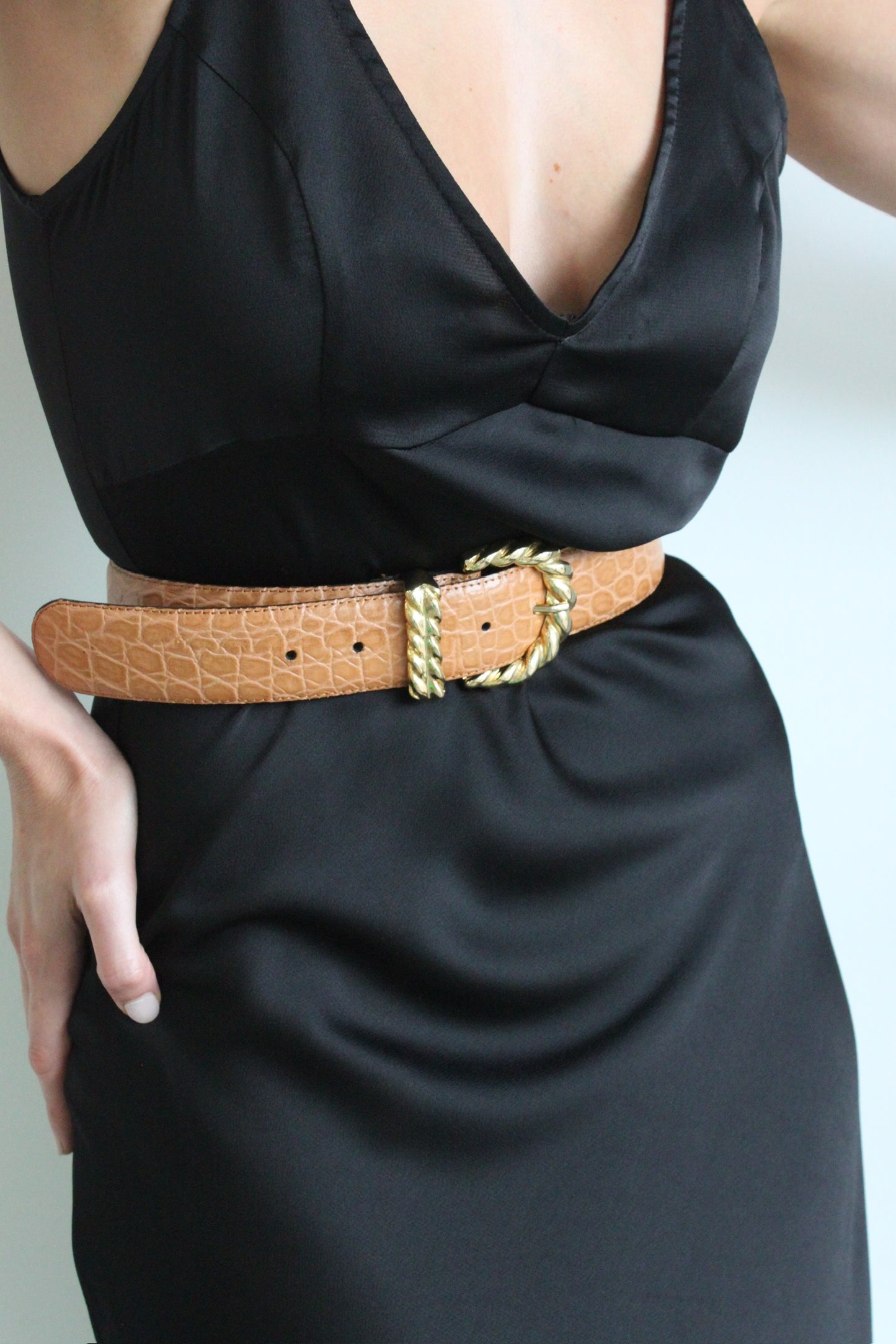 Vintage Almond Embossed Leather Belt