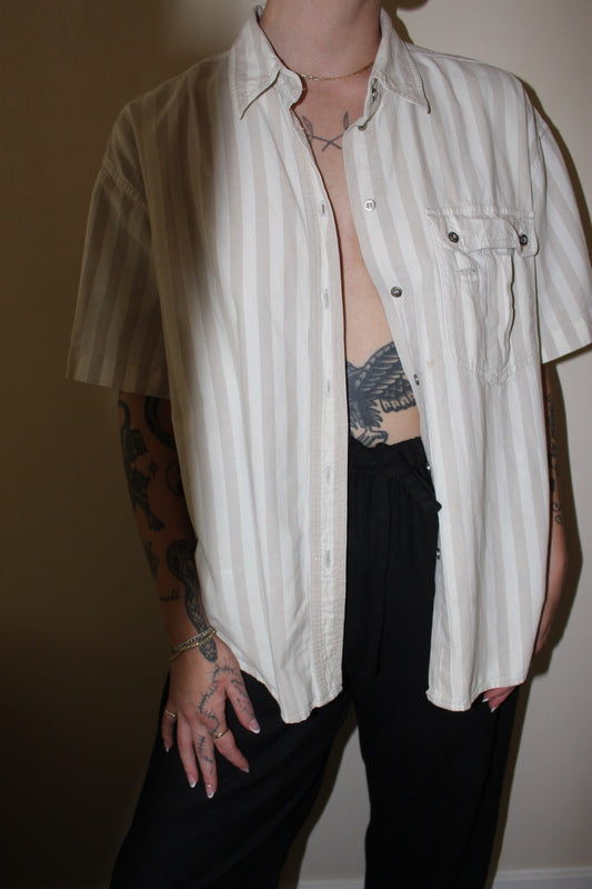 Vintage Sand Striped Short Sleeve Shirt
