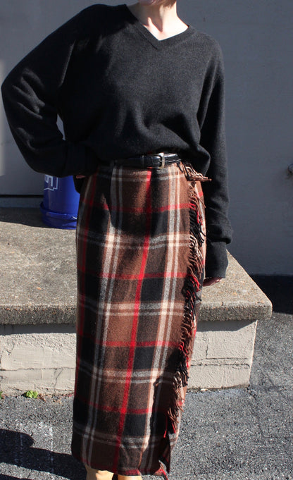 Favorite Vintage Long Wool Plaid Skirt