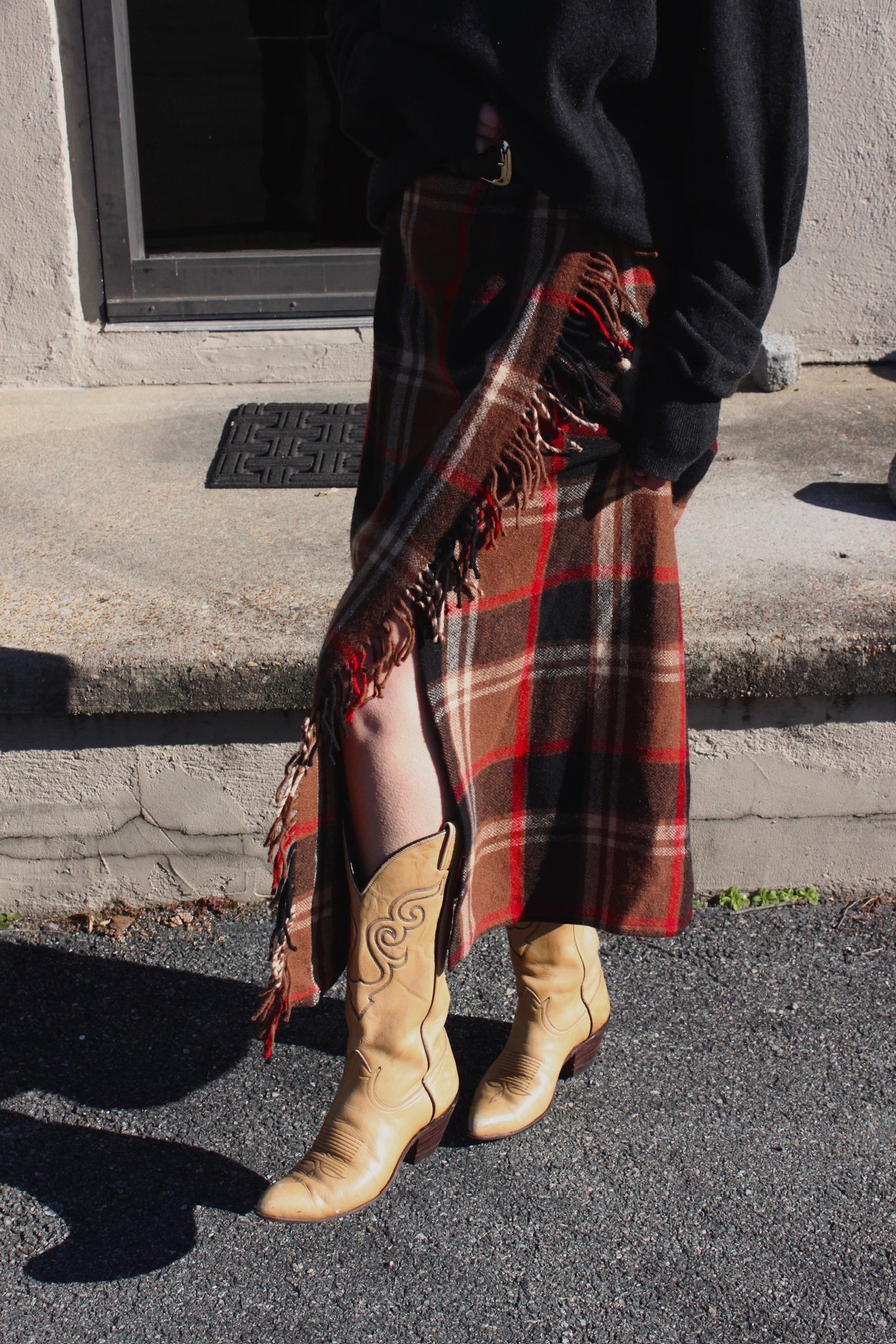 Favorite Vintage Long Wool Plaid Skirt