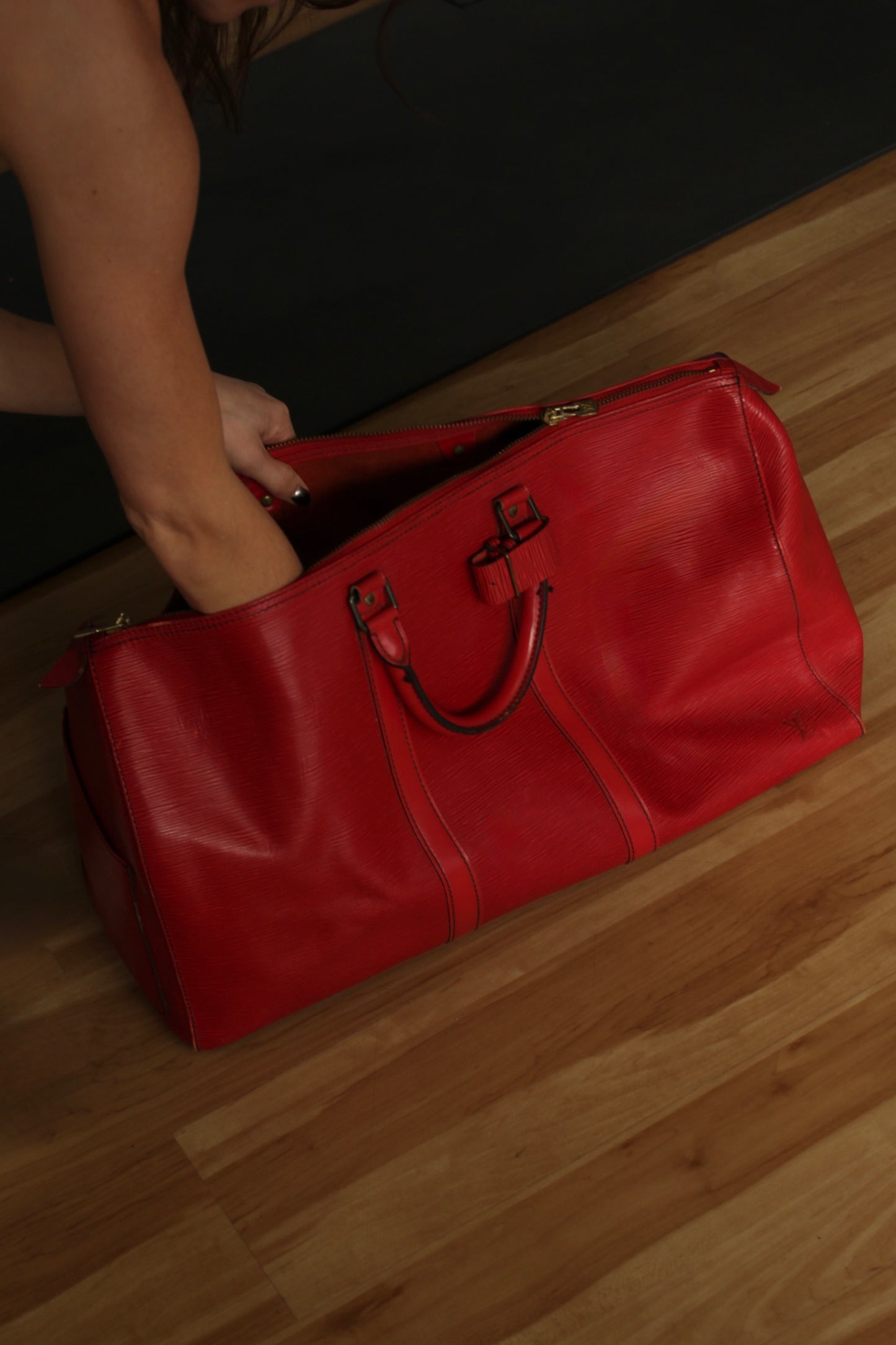 Louis Vuitton Epi Red Leather Keepall Duffle