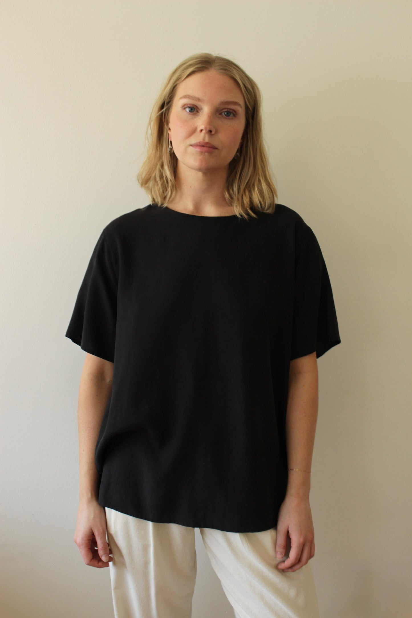 Vintage Licorice Boxy Silk Tee