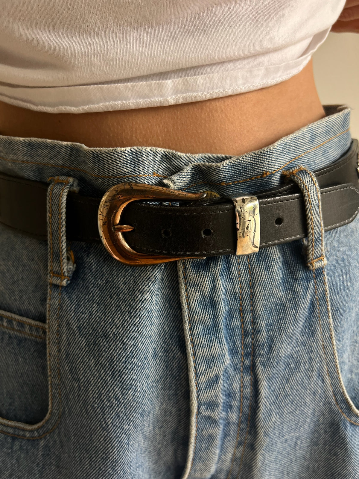 Vintage Animal Charm Smooth Leather Belt
