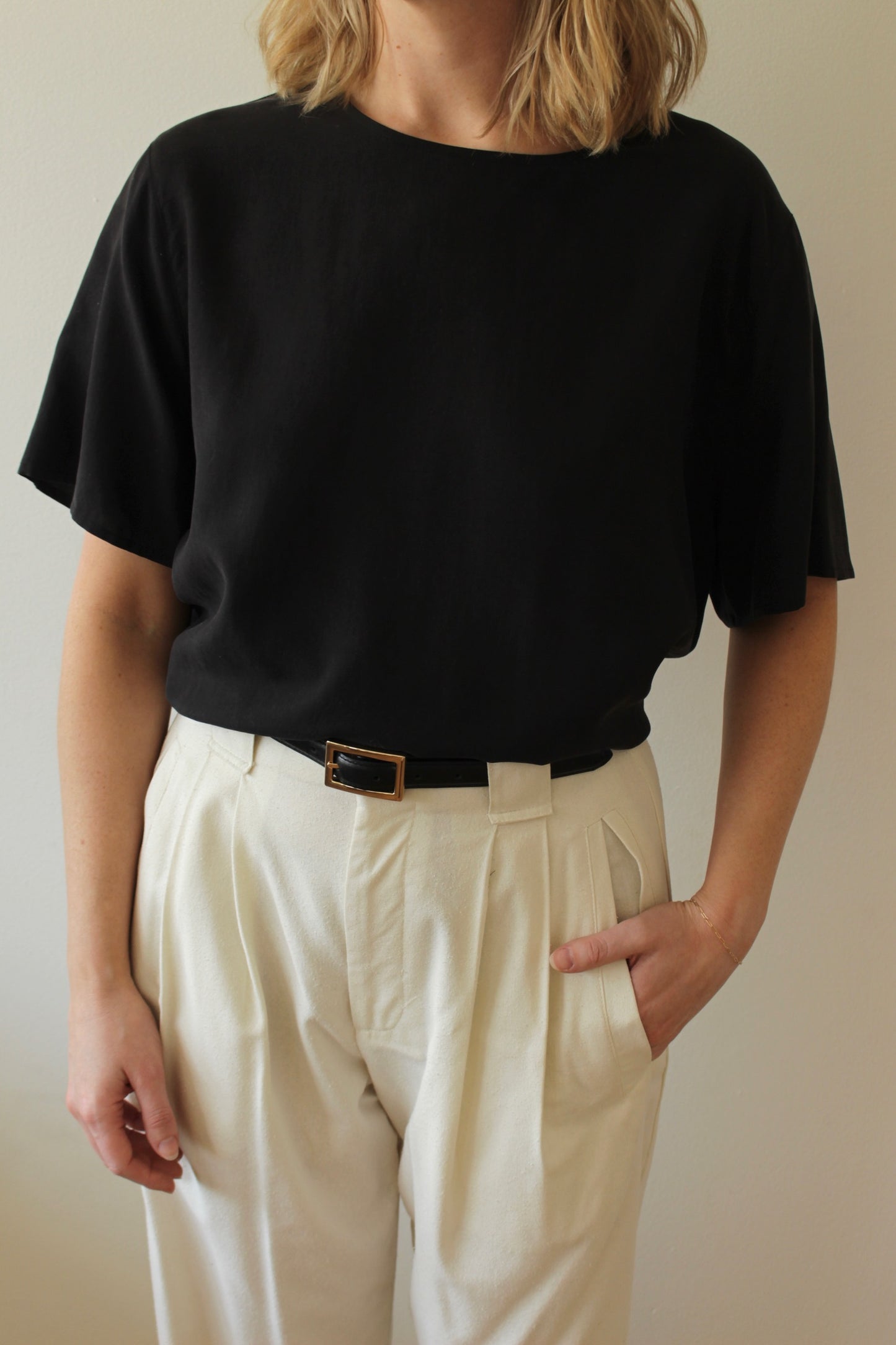 Vintage Licorice Boxy Silk Tee