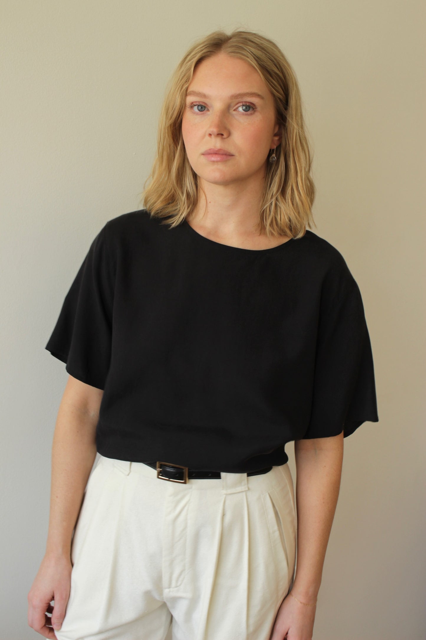 Vintage Licorice Boxy Silk Tee