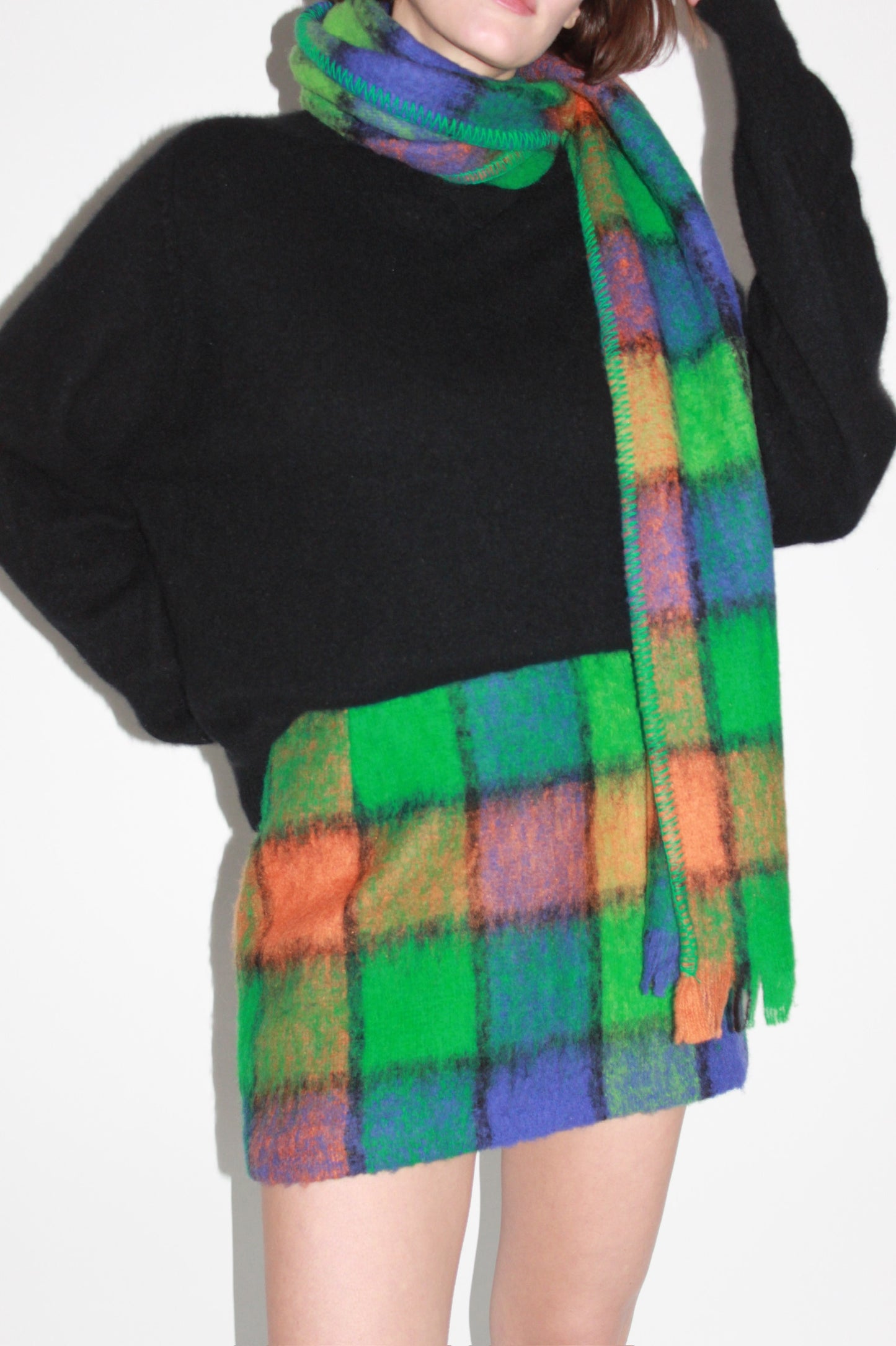 Rare Favorite Vintage Plaid Wool Mini Skirt & Scarf Set