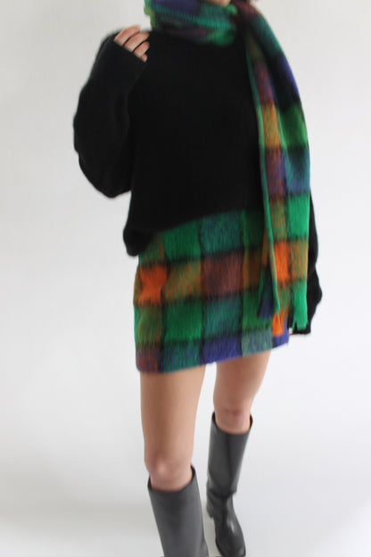 Rare Favorite Vintage Plaid Wool Mini Skirt & Scarf Set