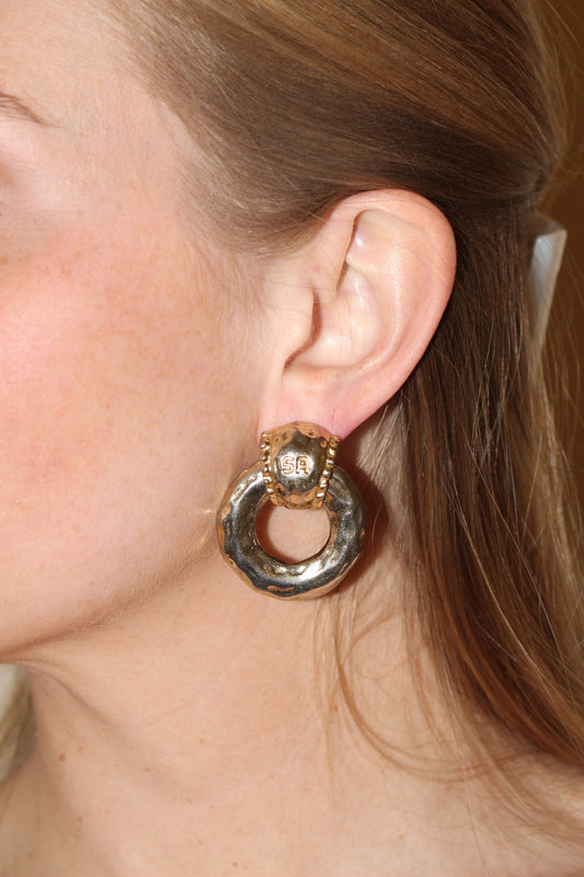 Vintage Sonia Rykiel Etched Hoop Earrings