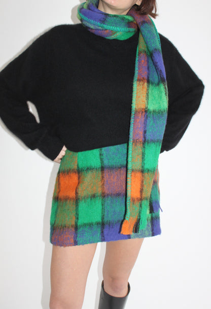 Rare Favorite Vintage Plaid Wool Mini Skirt & Scarf Set