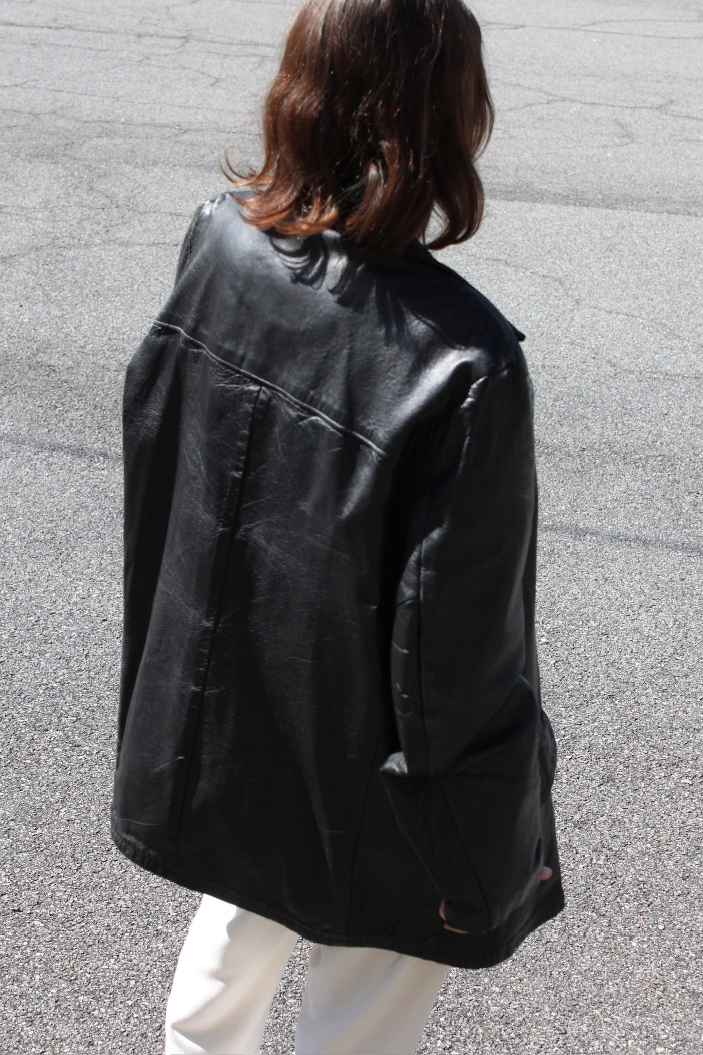 Vintage Jet Black Lined Leather Jacket