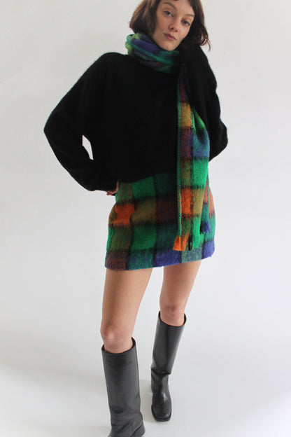 Rare Favorite Vintage Plaid Wool Mini Skirt & Scarf Set