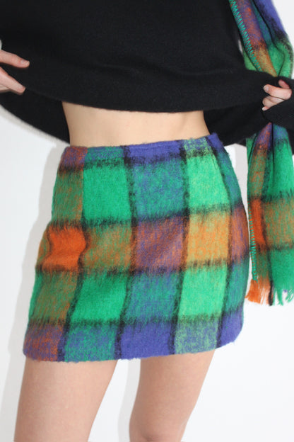 Rare Favorite Vintage Plaid Wool Mini Skirt & Scarf Set