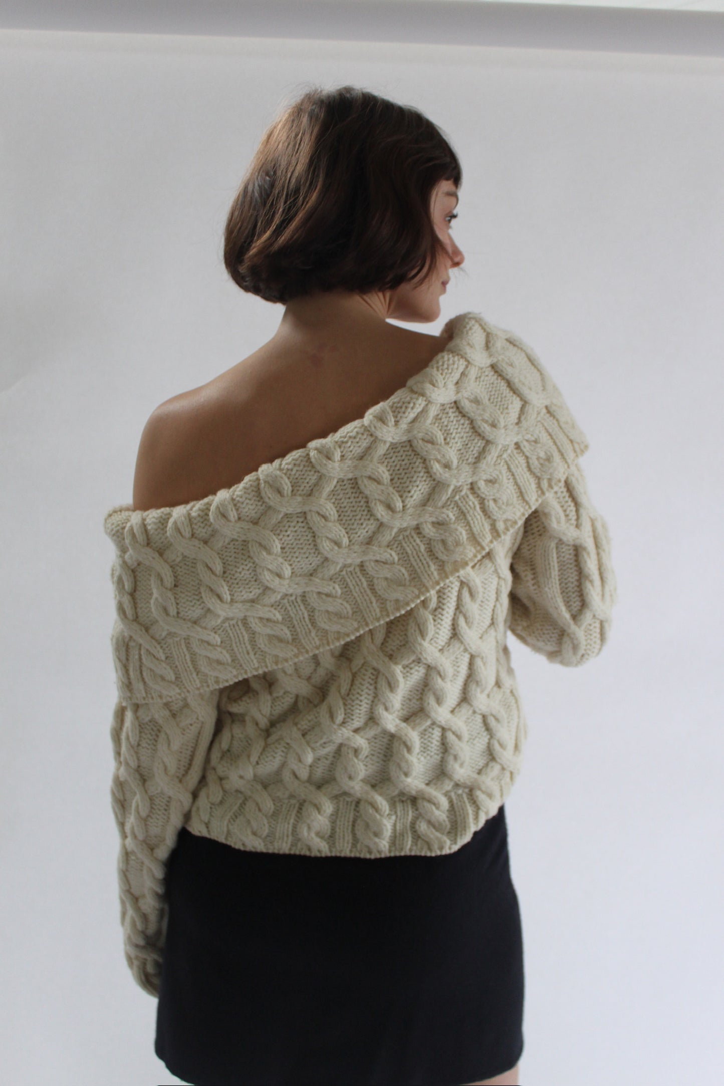 Incredible Vintage Off Shoulder Chunky Knit Sweater