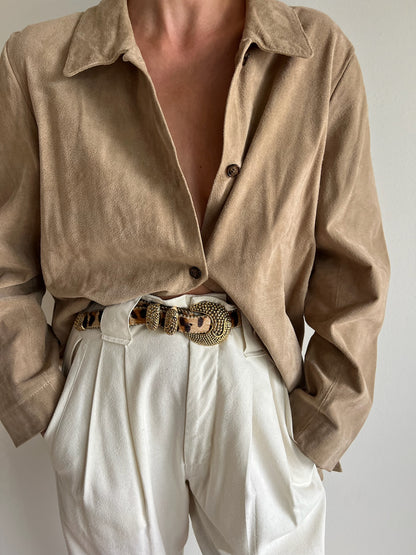 Vintage Taupe Suede Tunic Shirt Jacket