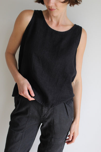 Vintage Faded Black Linen Tank