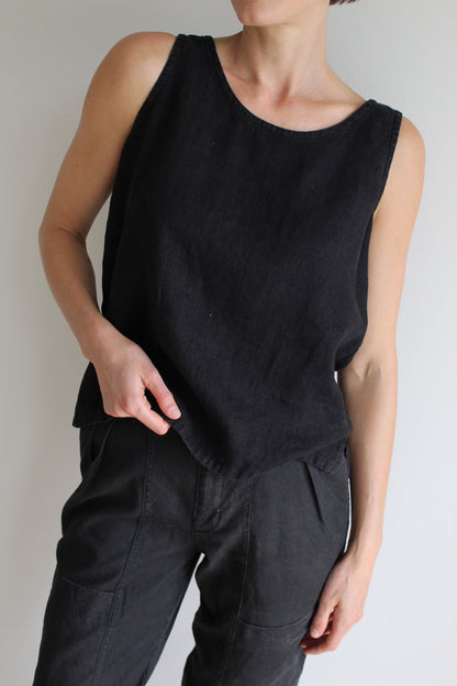 Vintage Faded Black Linen Tank