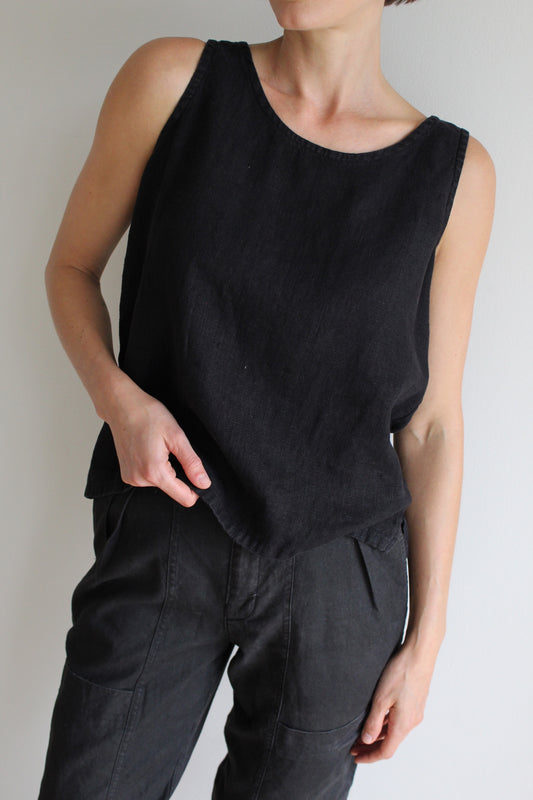 Vintage Faded Black Linen Tank