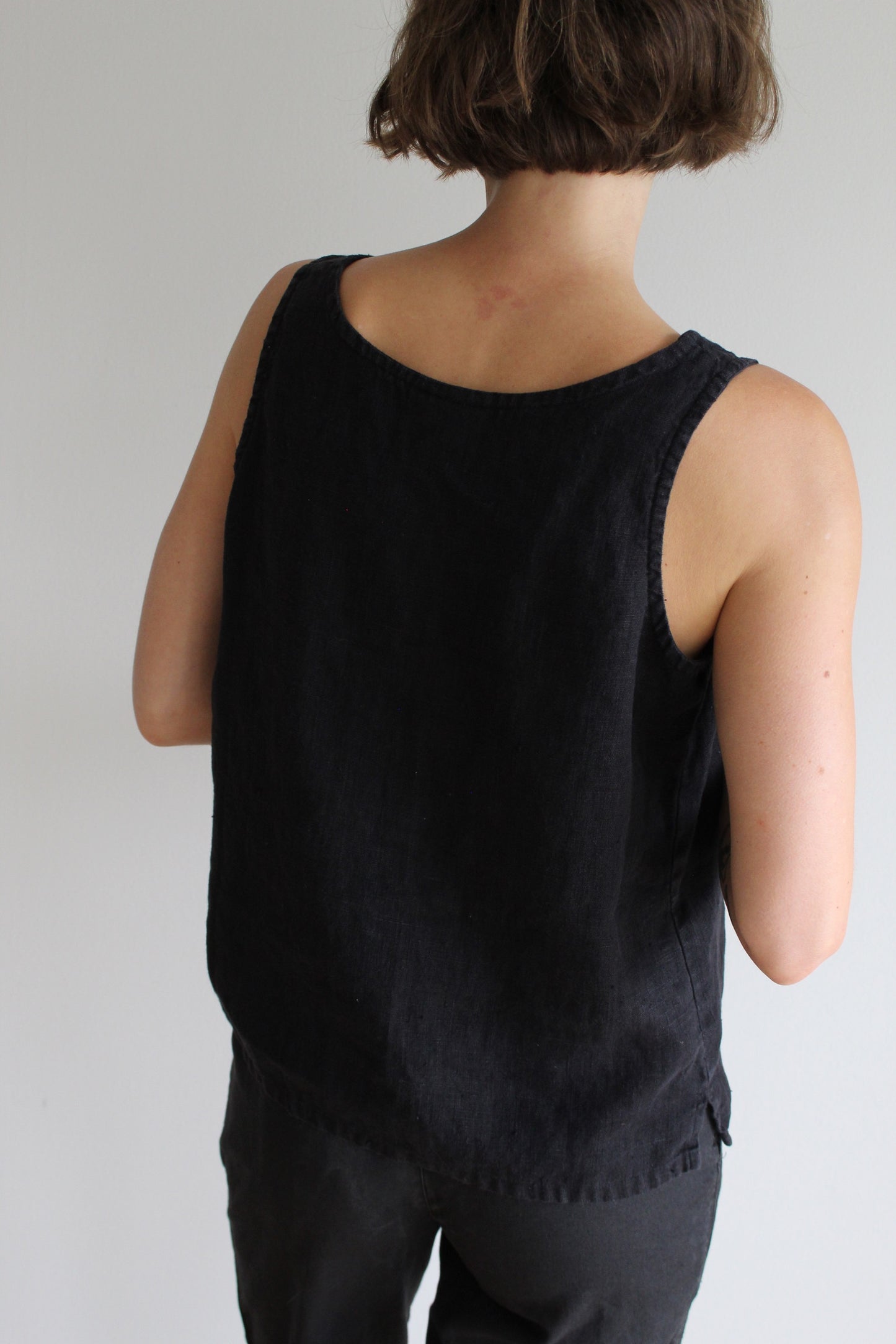 Vintage Faded Black Linen Tank