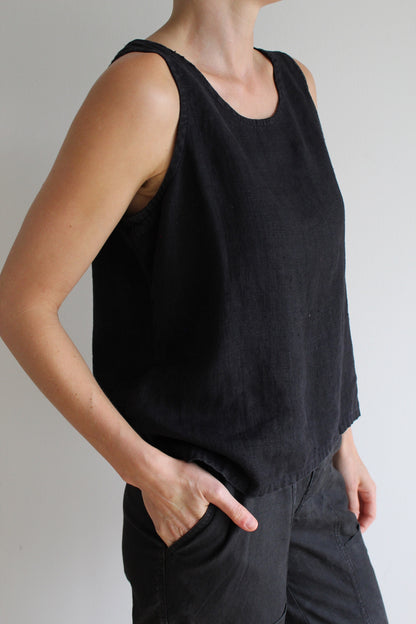 Vintage Faded Black Linen Tank