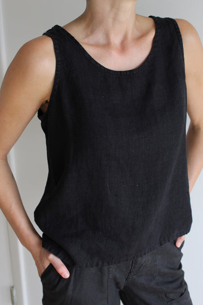 Vintage Faded Black Linen Tank