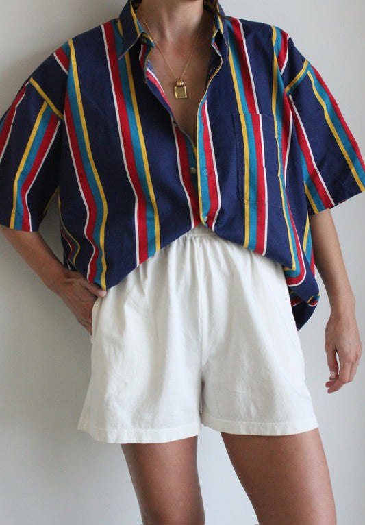 Vintage Bright & Colorful Striped Button Down