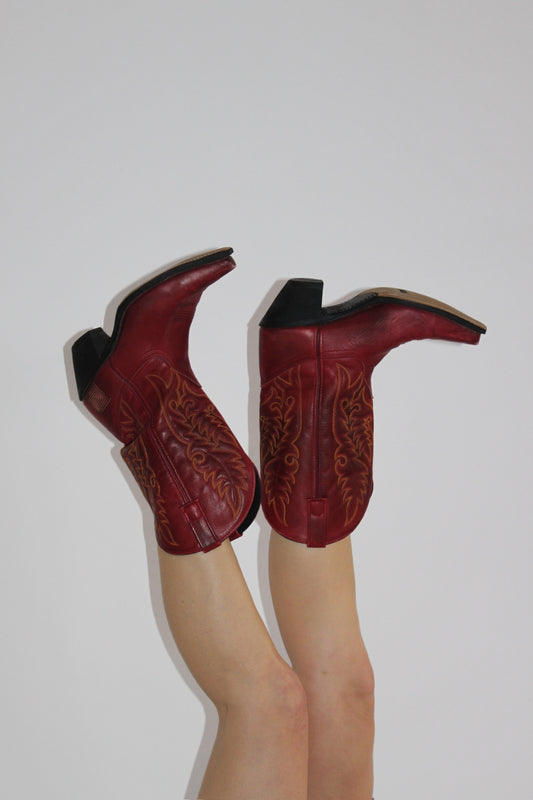 Vintage Faded Red Cowboy Boots