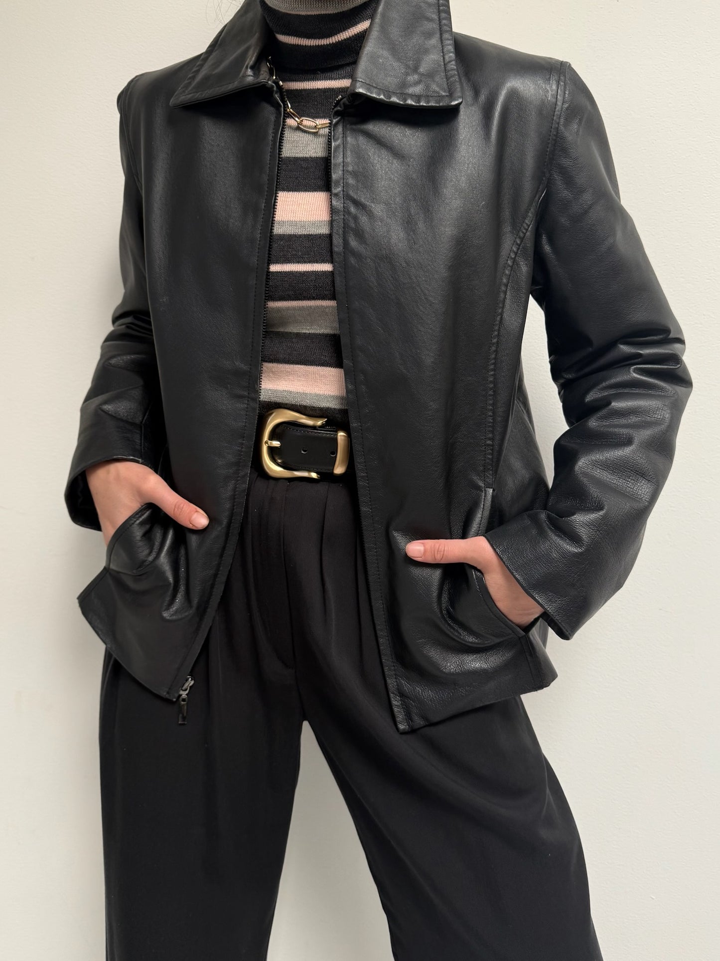 90s Smooth Black Leather Jacket