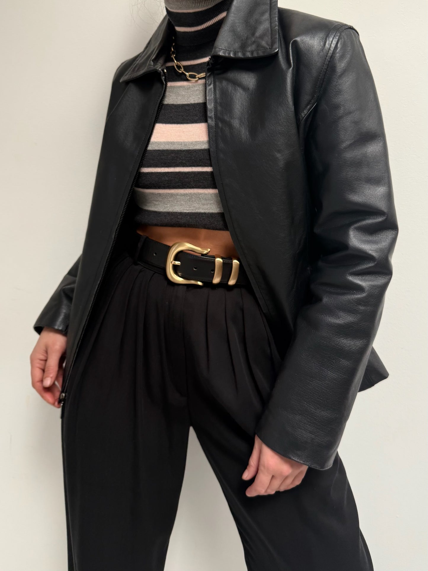 90s Smooth Black Leather Jacket