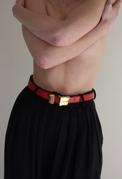 Vintage Donna Karan Red Leather Belt