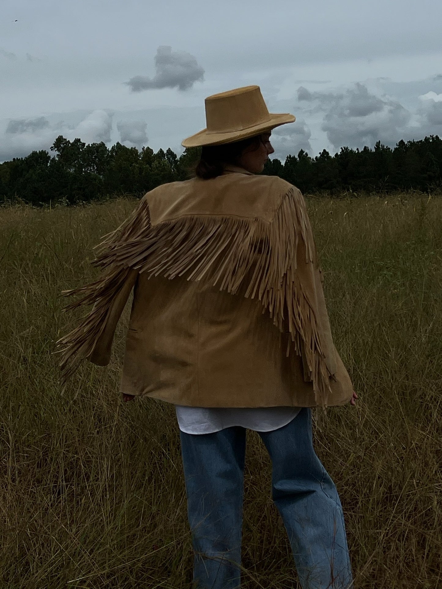 Gorgeous Vintage Sand Fringe Suede Jacket