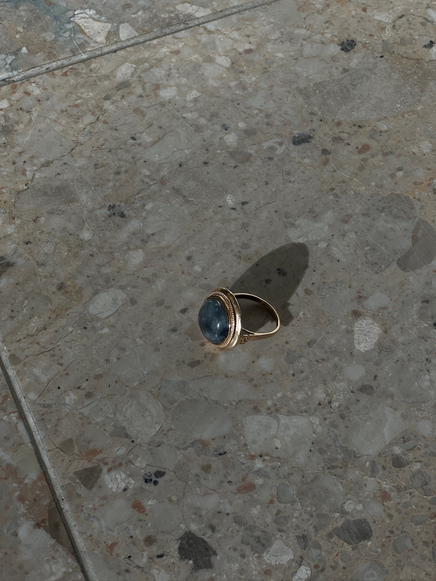 Statement Vintage 14K Smoky Quartz Cabochon Ring