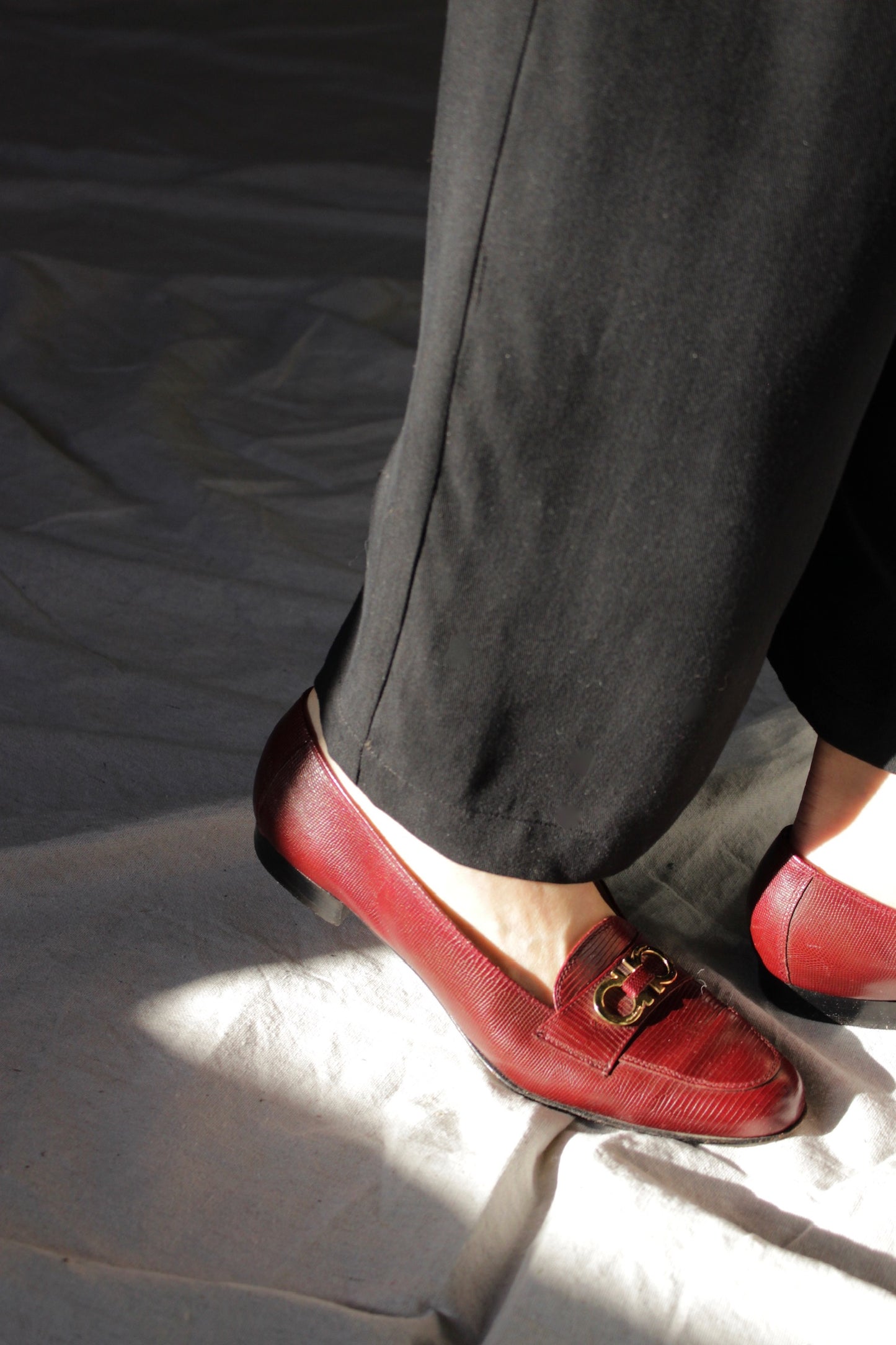 Vintage Salvatore Ferragamo Oxblood Embossed Loafers