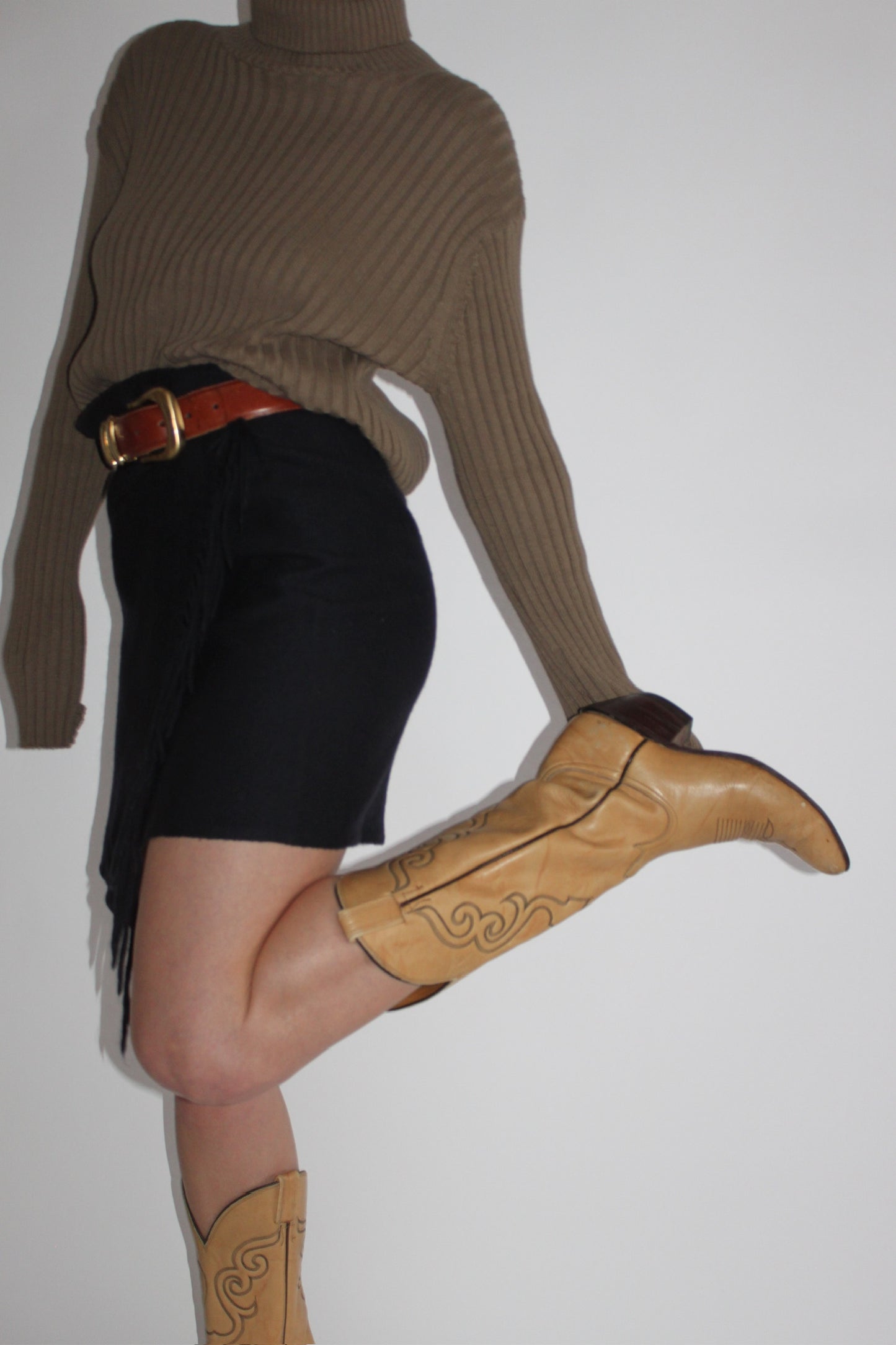 Vintage Caramel Leather Cowboy Boots