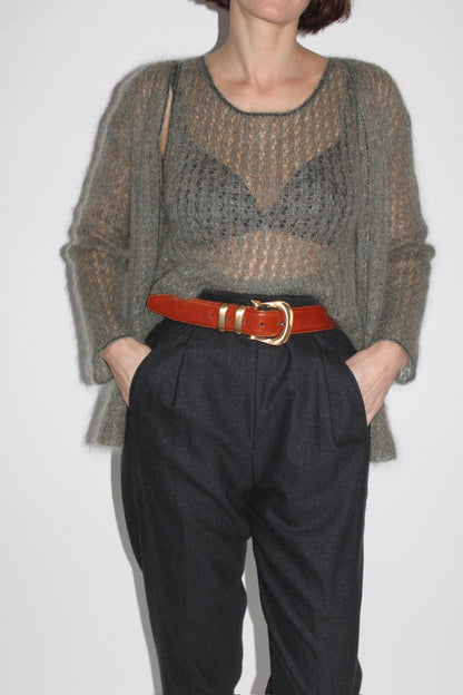 Vintage Ultra High Waisted Charcoal Wool & Cashmere Trousers