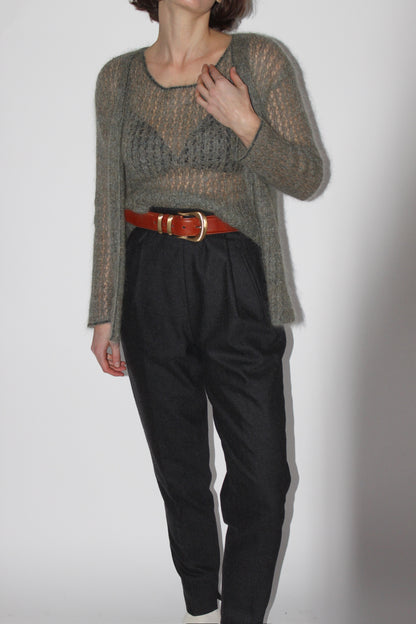 Vintage Ultra High Waisted Charcoal Wool & Cashmere Trousers