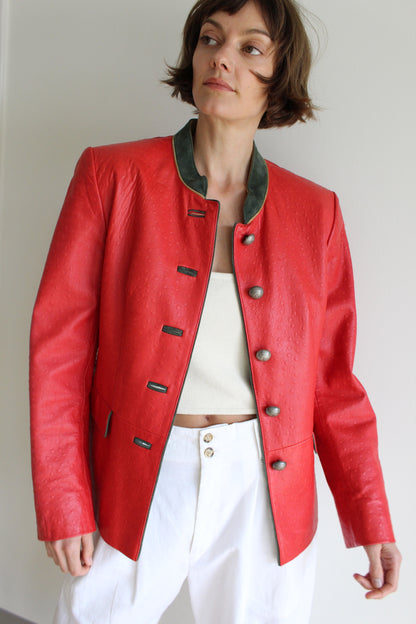Bold Vintage Handmade Embossed Lamb Leather Coat