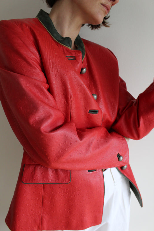 Bold Vintage Handmade Embossed Lamb Leather Coat