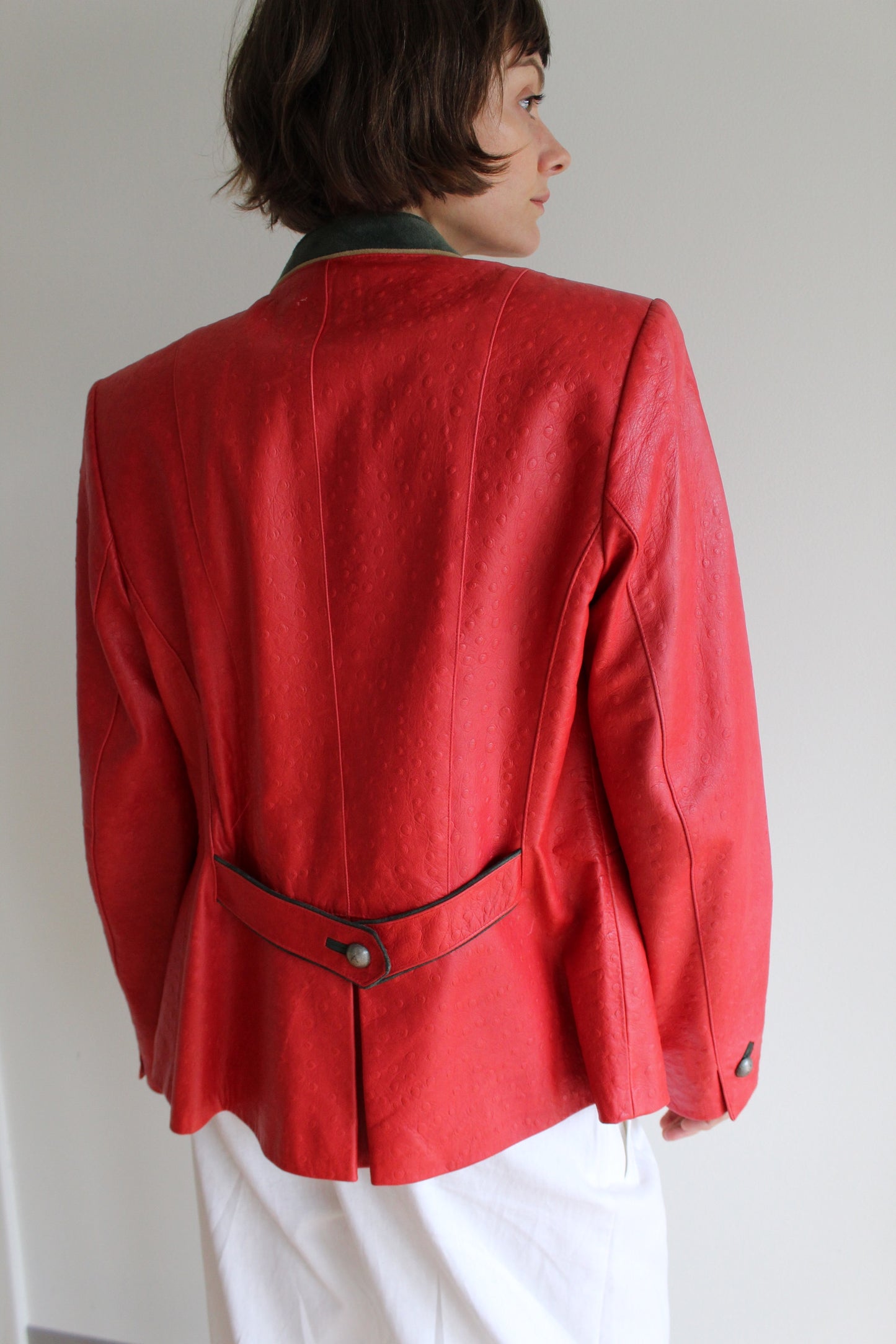 Bold Vintage Handmade Embossed Lamb Leather Coat