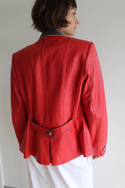 Bold Vintage Handmade Embossed Lamb Leather Coat