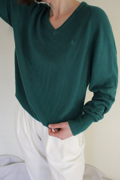 Gorgeous Christian Dior Evergreen Fine Knit V-Neck